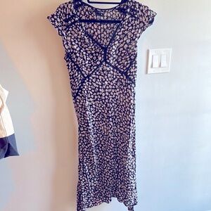 H&M Floral Midi Dress with Black Accents